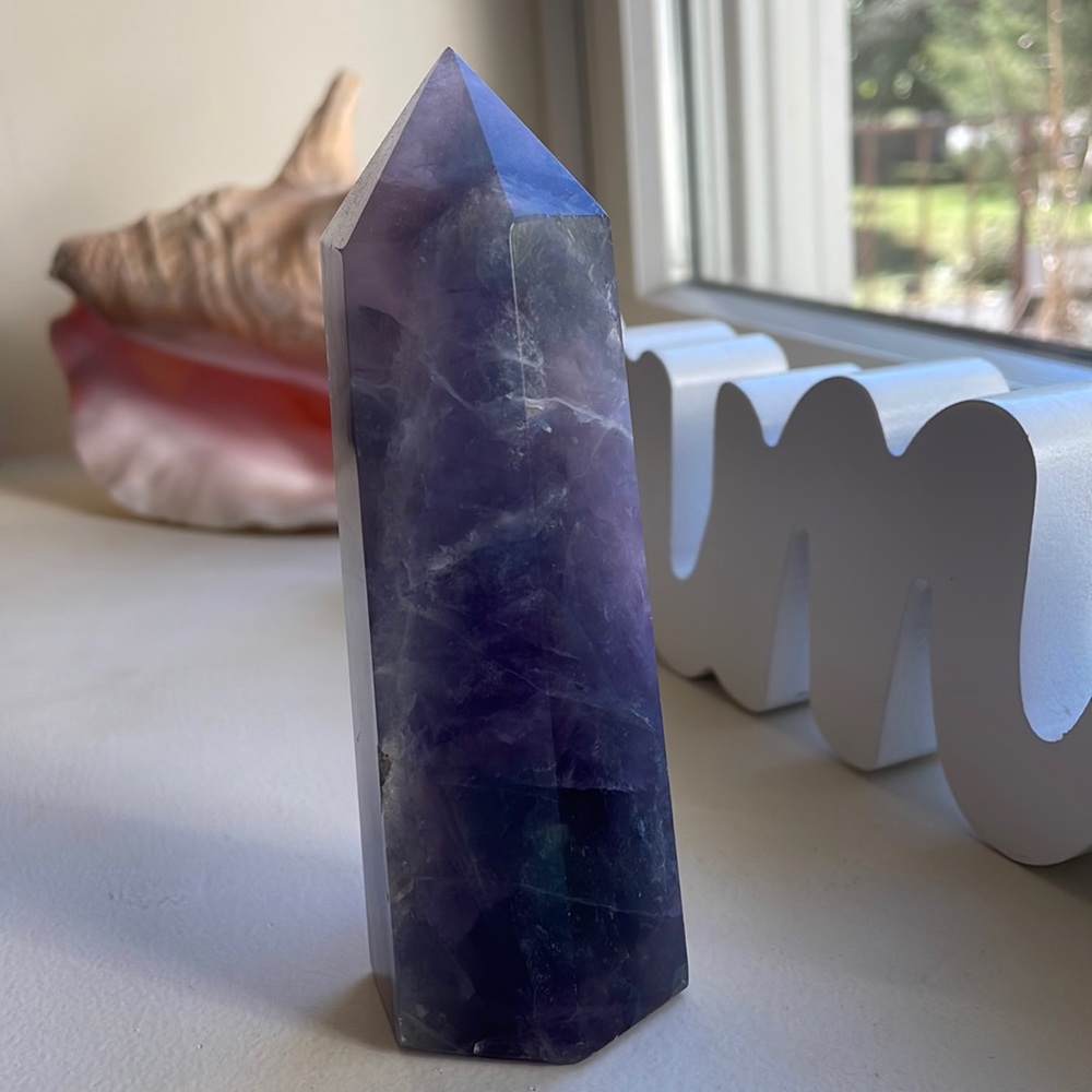 Beautiful Banded XL Fluorite Obelisk 432 grams
